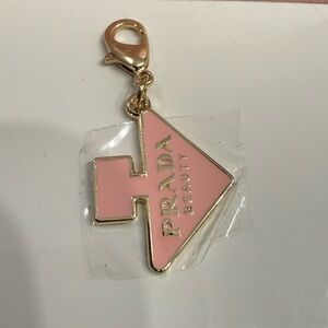 Prada Pink and Gold Triangle Charm